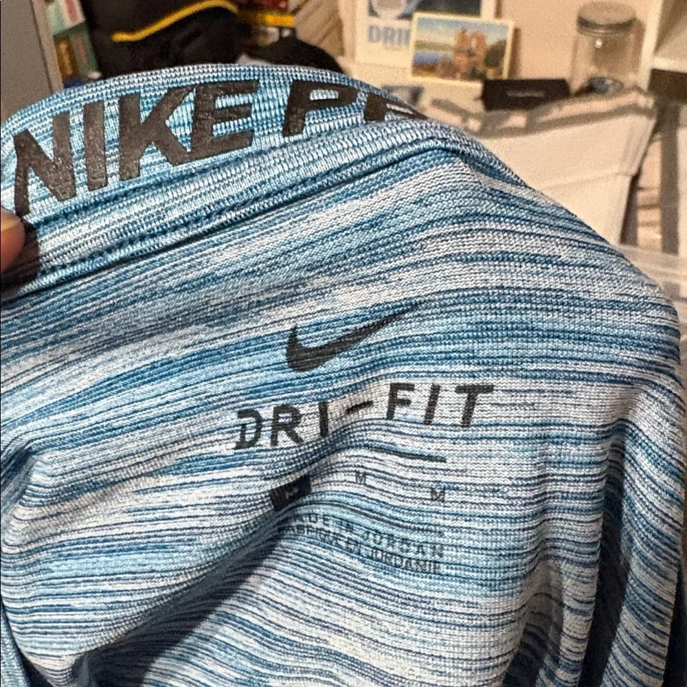 Nike Pro men's M dri-fit short sleeve t-shirt athletic tee blue space‎ dye - Picture 2 of 6